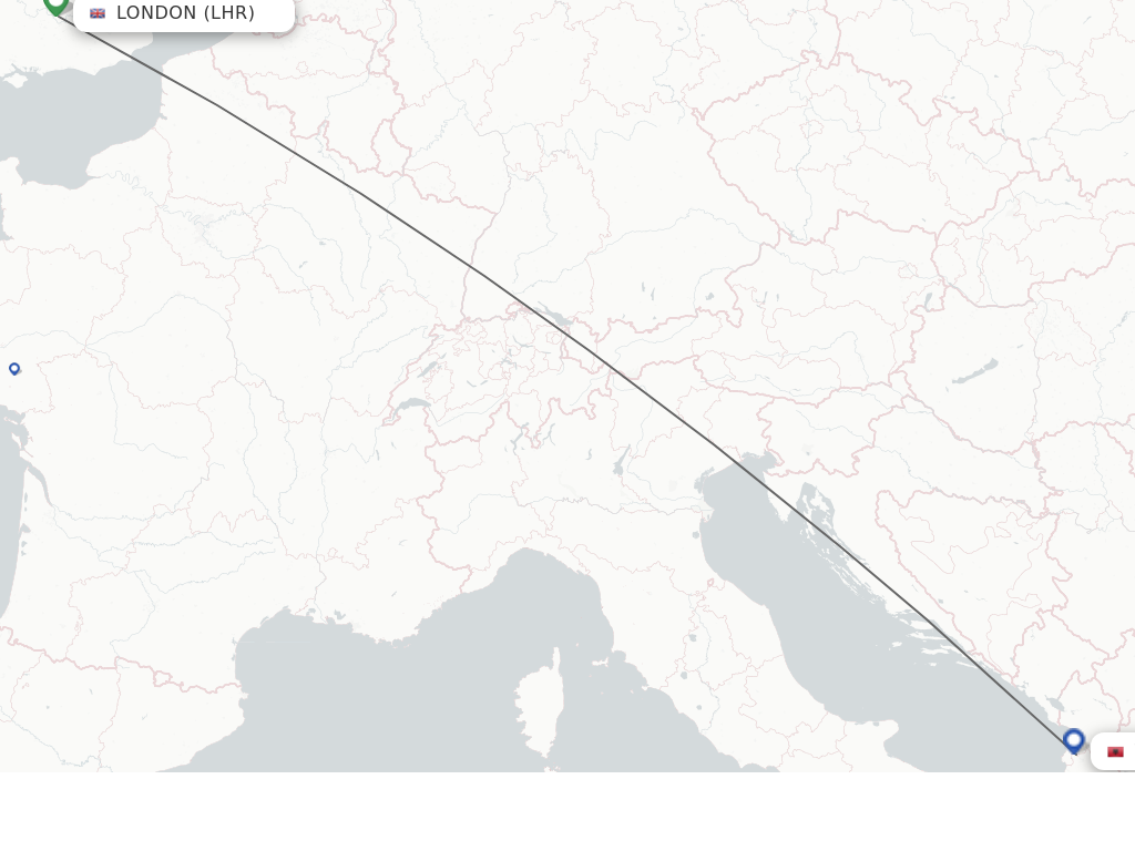 Direct non stop flights from London to Tirana schedules