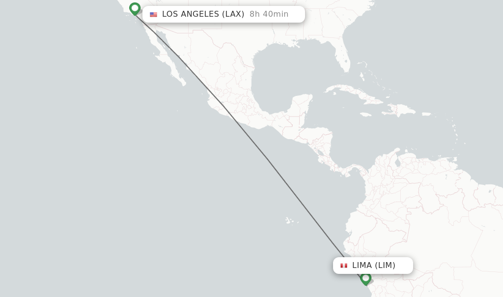 Direct (non-stop) flights from Lima to Los Angeles - schedules