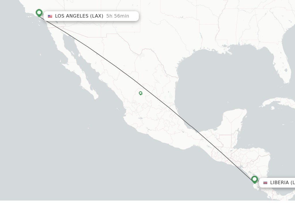 Direct (non-stop) flights from Guanacaste to Los Angeles - schedules