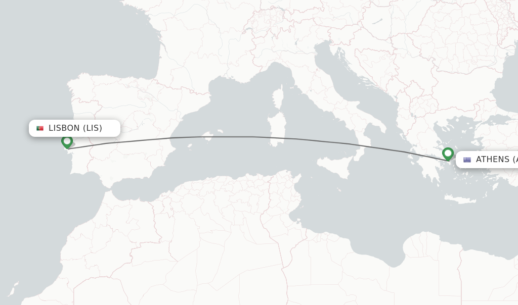 Direct non stop flights from Lisbon to Athens schedules