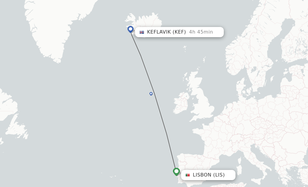 Direct non stop flights from Lisbon to Reykjavik schedules