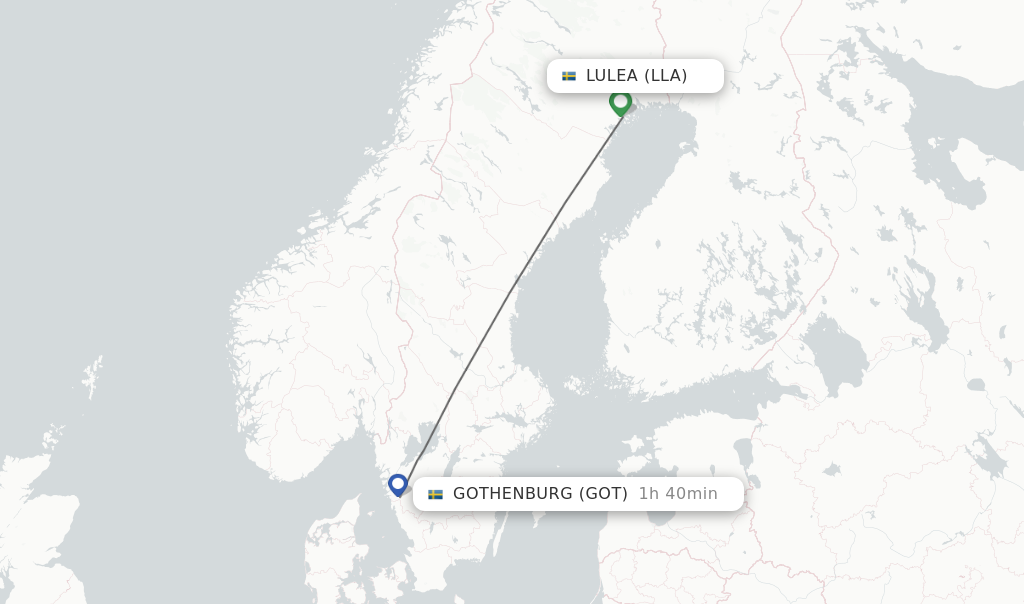 Direct (non-stop) flights from Lulea to Gothenburg - schedules ...