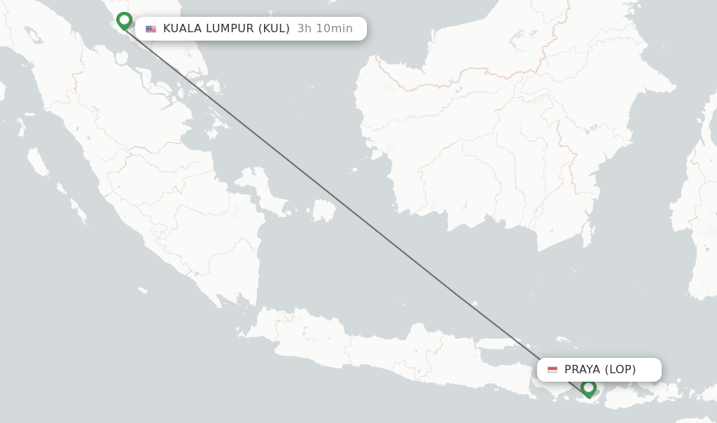 Direct (nonstop) flights from Praya to Kuala Lumpur  schedules