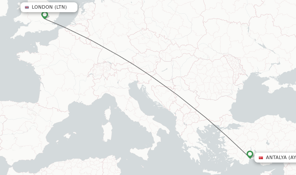 Direct (nonstop) flights from London to Antalya schedules