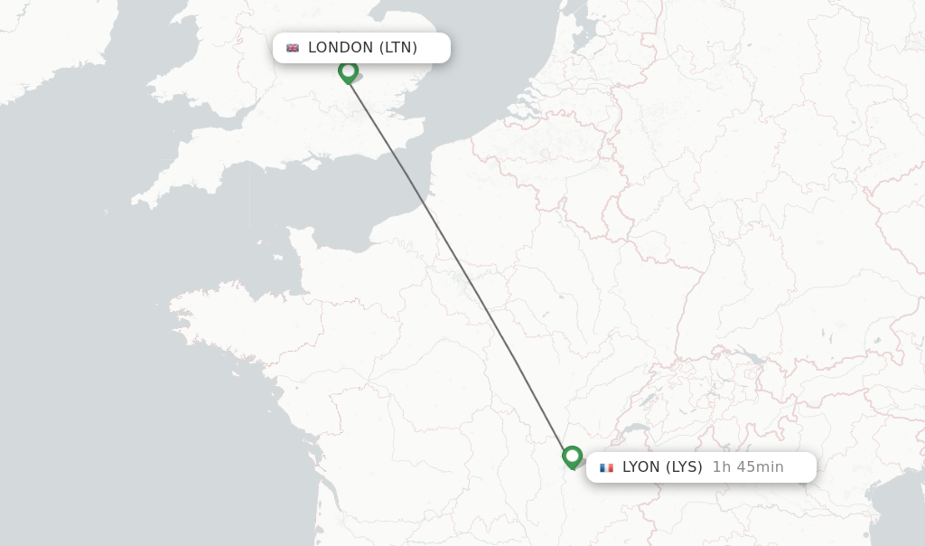 Direct non stop flights from London to Lyon schedules