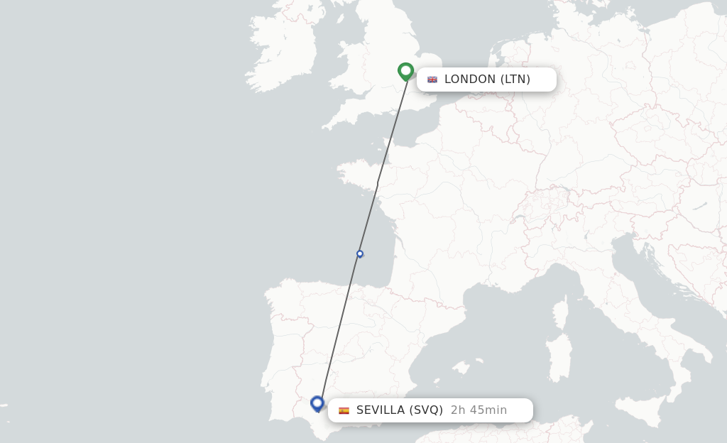 Direct non stop flights from London to Sevilla schedules