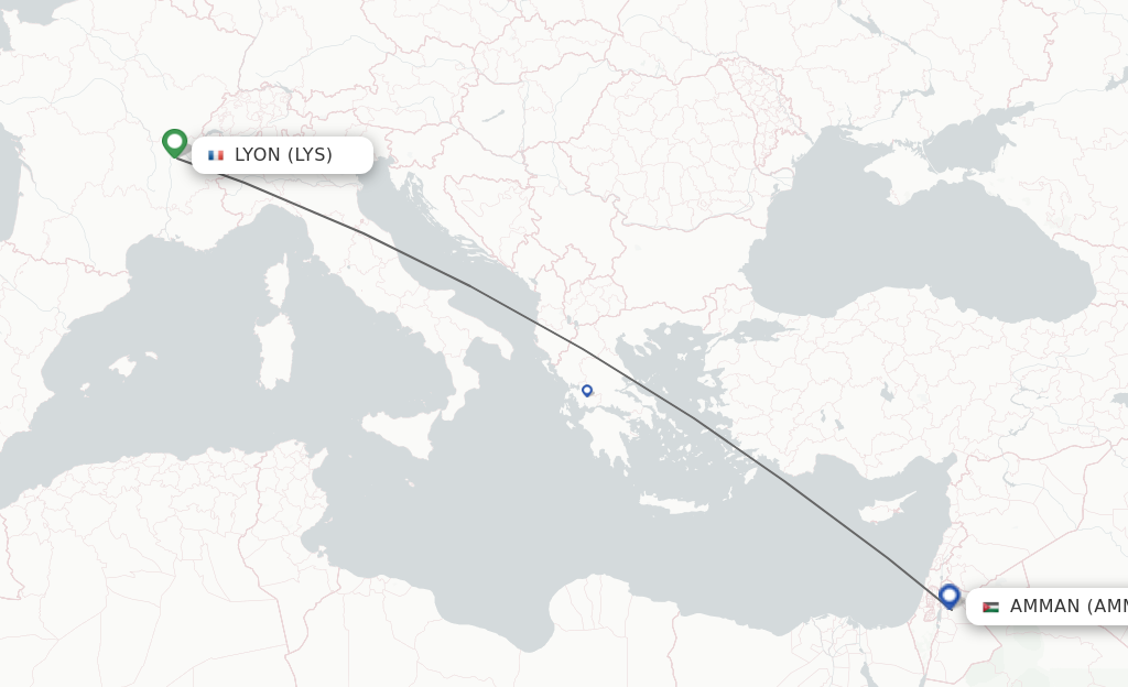 Direct non stop flights from Lyon to Amman schedules