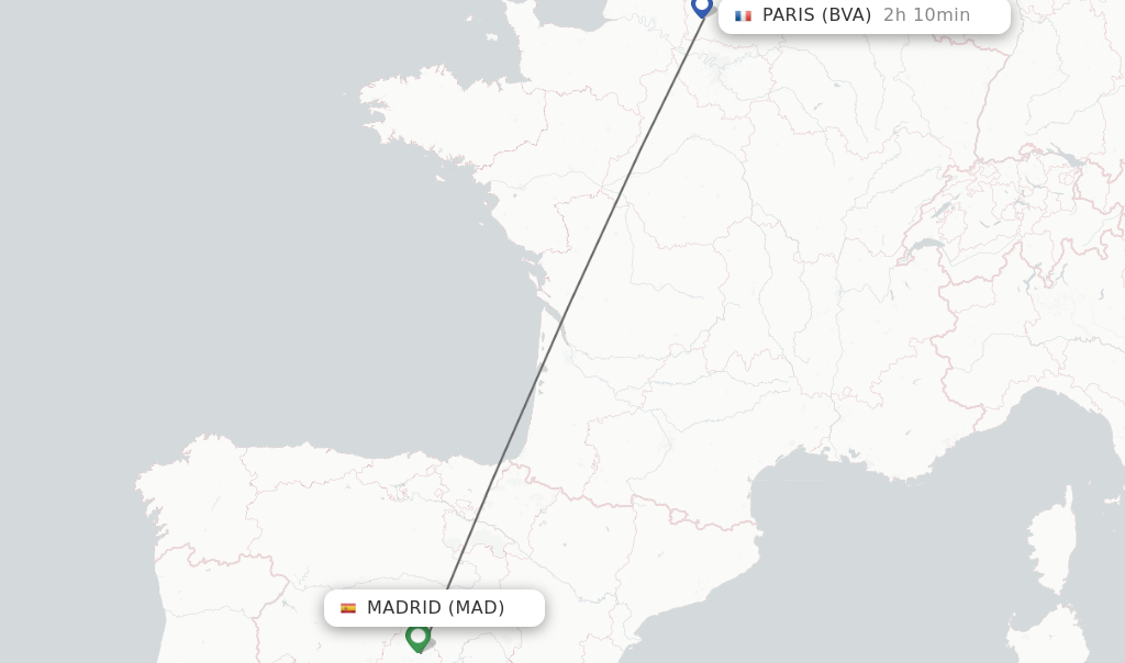 Direct non stop flights from Madrid to Paris schedules