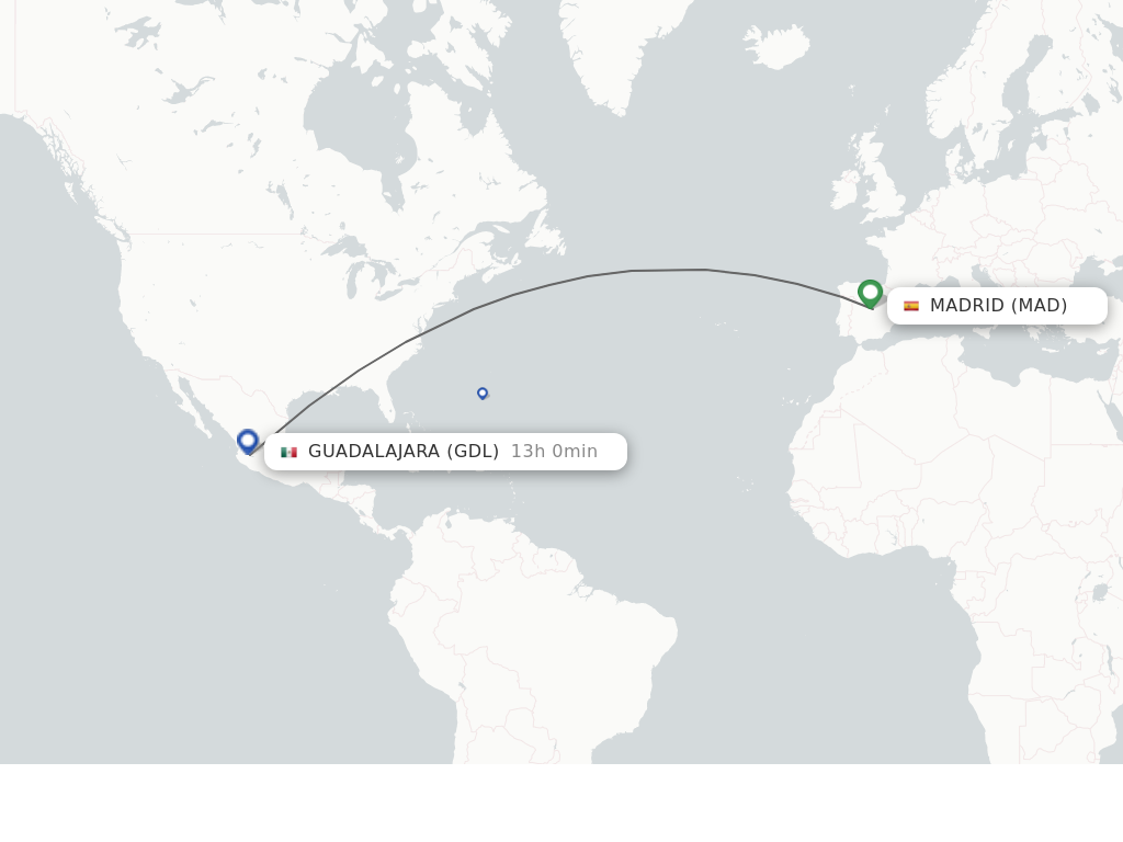 Direct non stop flights from Madrid to Guadalajara schedules