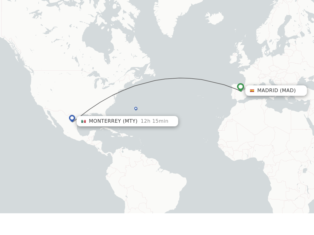 Direct (non-stop) flights from Madrid to Monterrey - schedules ...