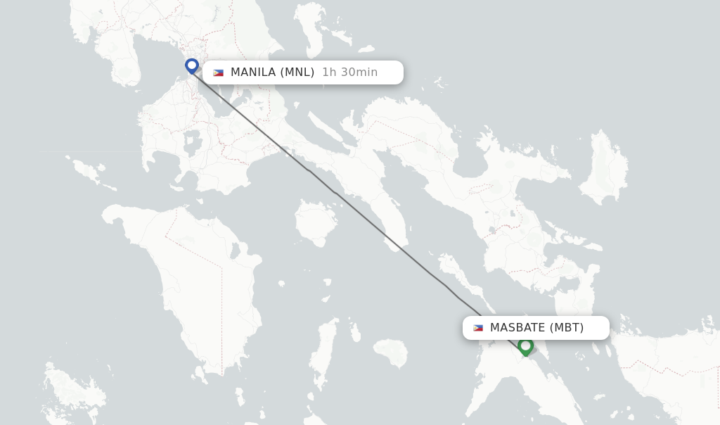 Direct (nonstop) flights from Masbate to Manila schedules