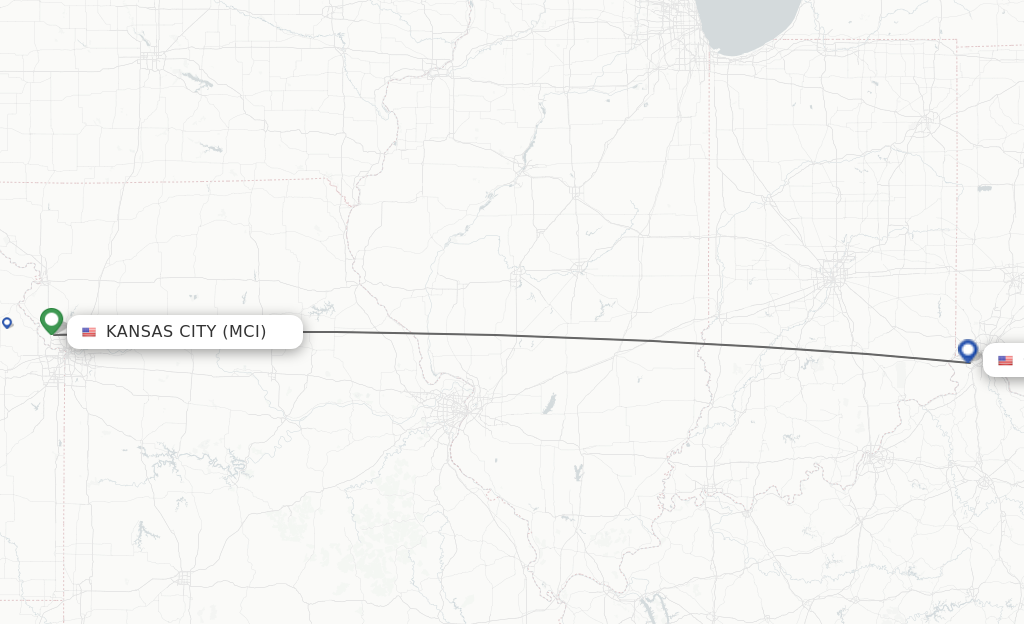 Direct (non-stop) flights from Kansas City to Cincinnati - schedules 