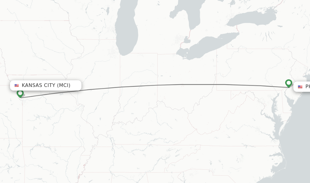 Direct non stop flights from Kansas City to Philadelphia