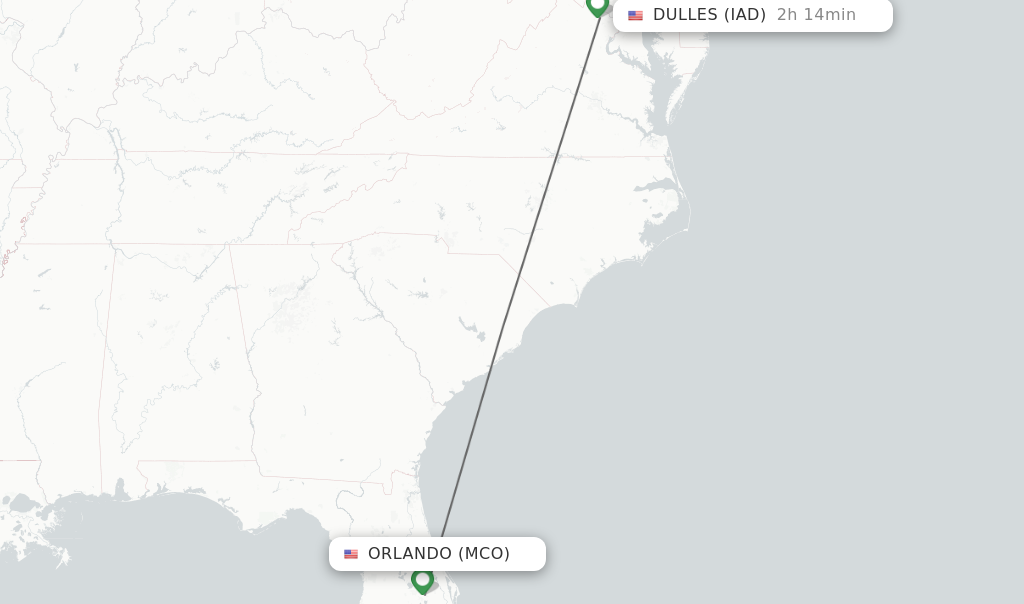 Direct non stop flights from Orlando to Dulles schedules