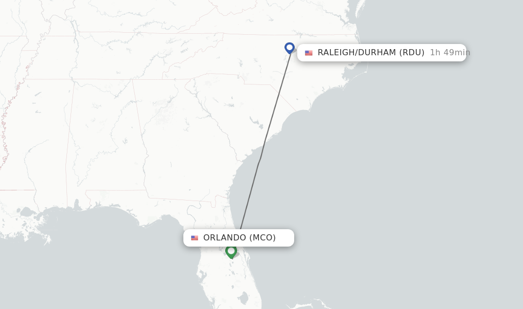 Direct non stop flights from Orlando to Raleigh Durham