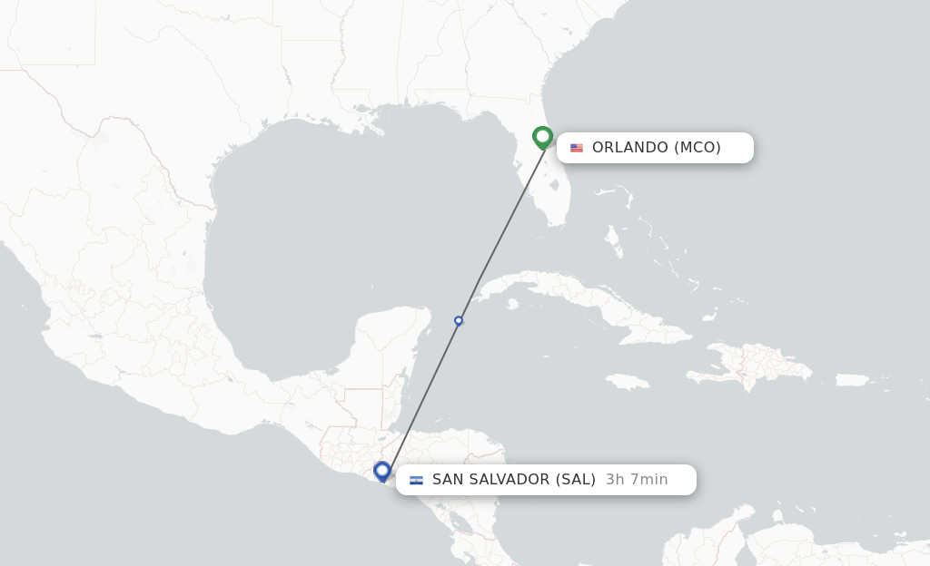 Direct non stop flights from Orlando to San Salvador schedules