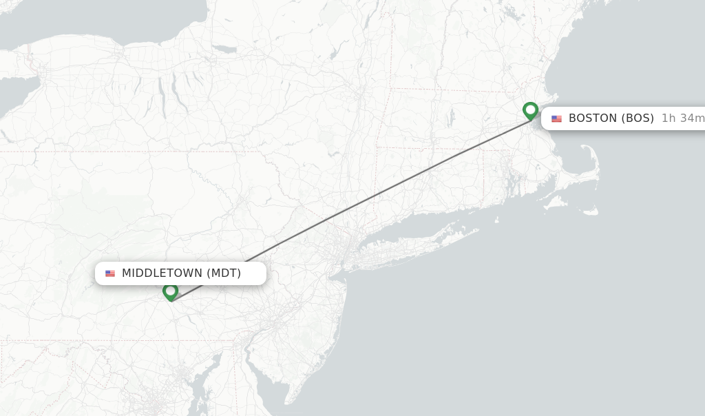 Direct non stop flights from Middletown to Boston schedules