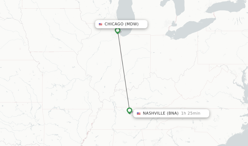 Direct non stop flights from Chicago to Nashville schedules