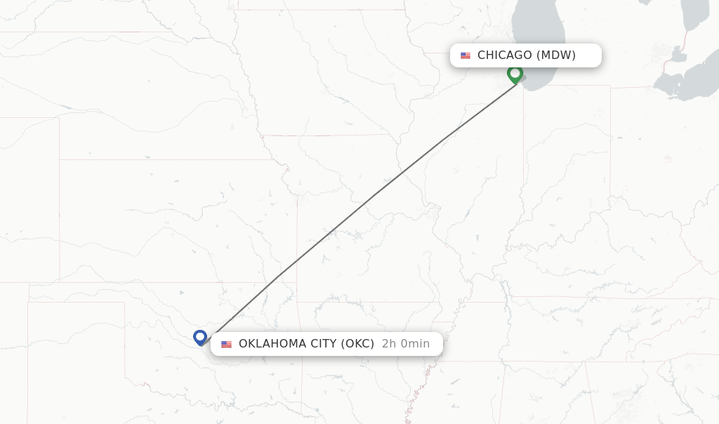 Direct non stop flights from Chicago to Oklahoma City