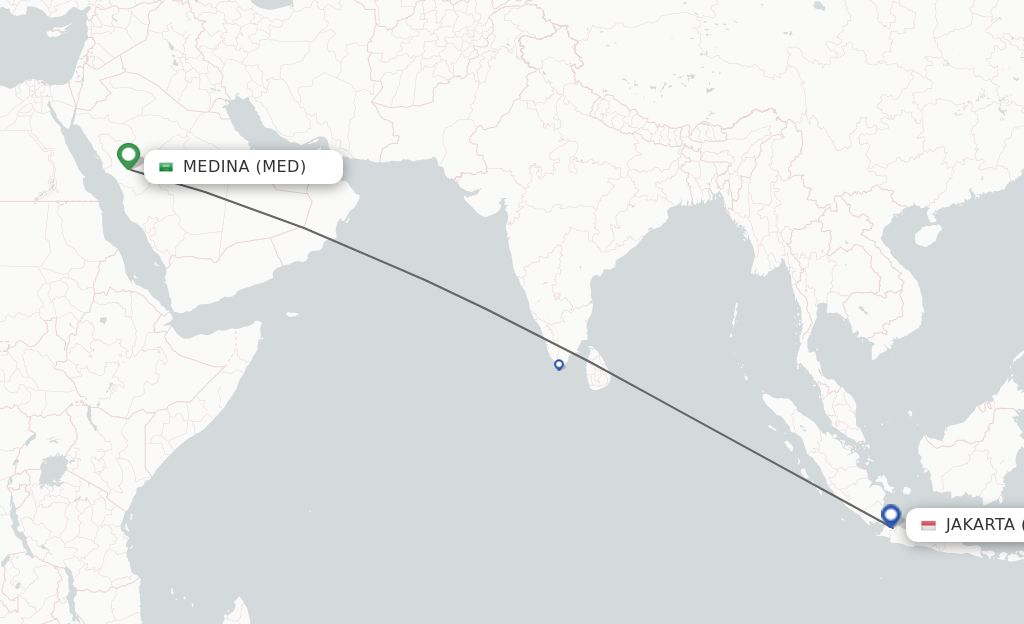 Direct (non-stop) flights from Madinah to Jakarta - schedules ...