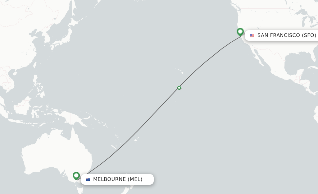 Direct non stop flights from Melbourne to San Francisco