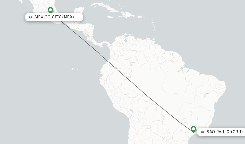 Direct non stop flights from Mexico City to Sao Paulo