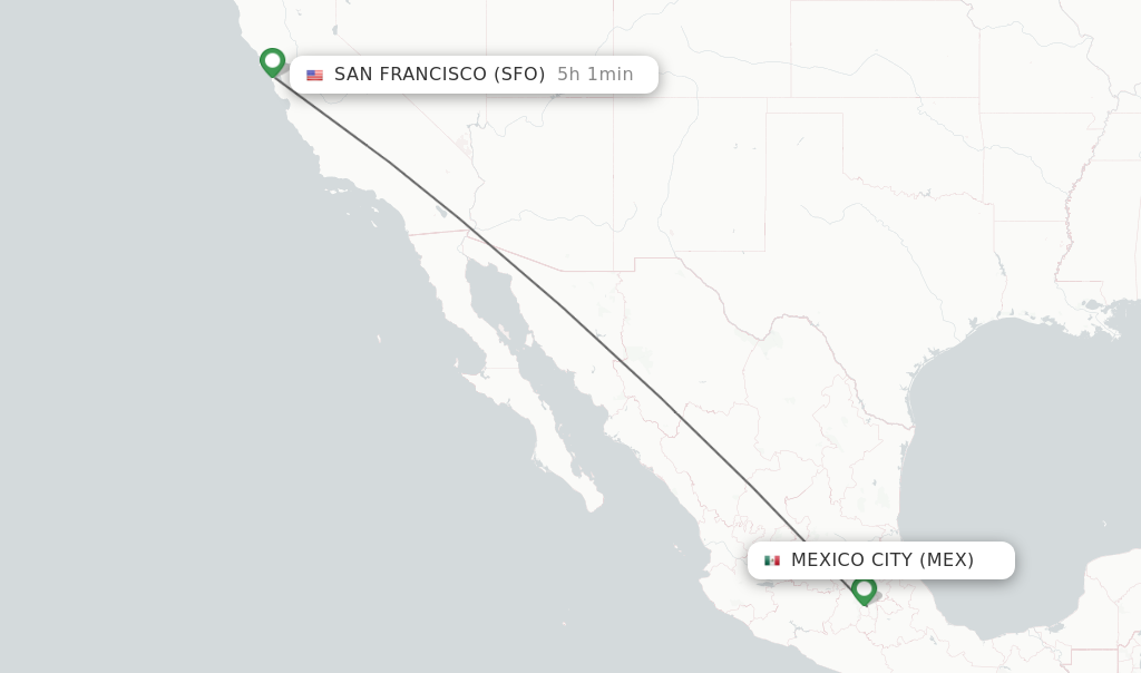 Direct non stop flights from Mexico City to San Francisco