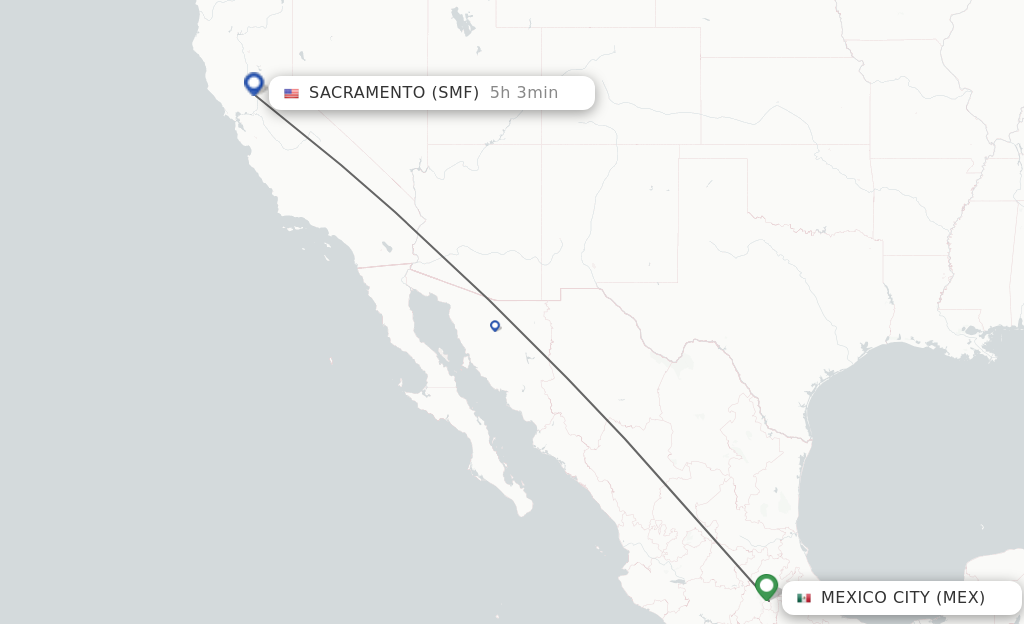 Direct non stop flights from Mexico City to Sacramento