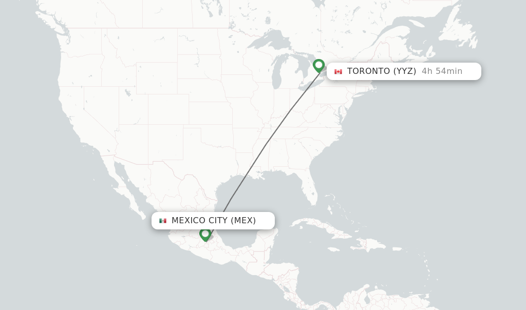 Direct non stop flights from Mexico City to Toronto schedules