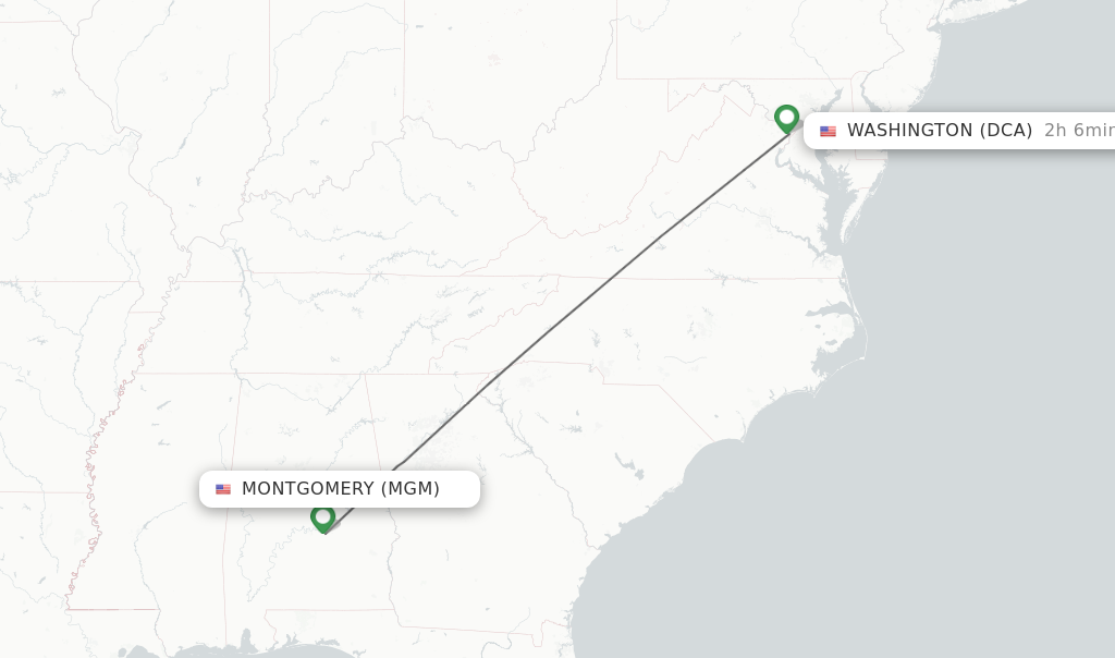 Direct non stop flights from Montgomery to Washington