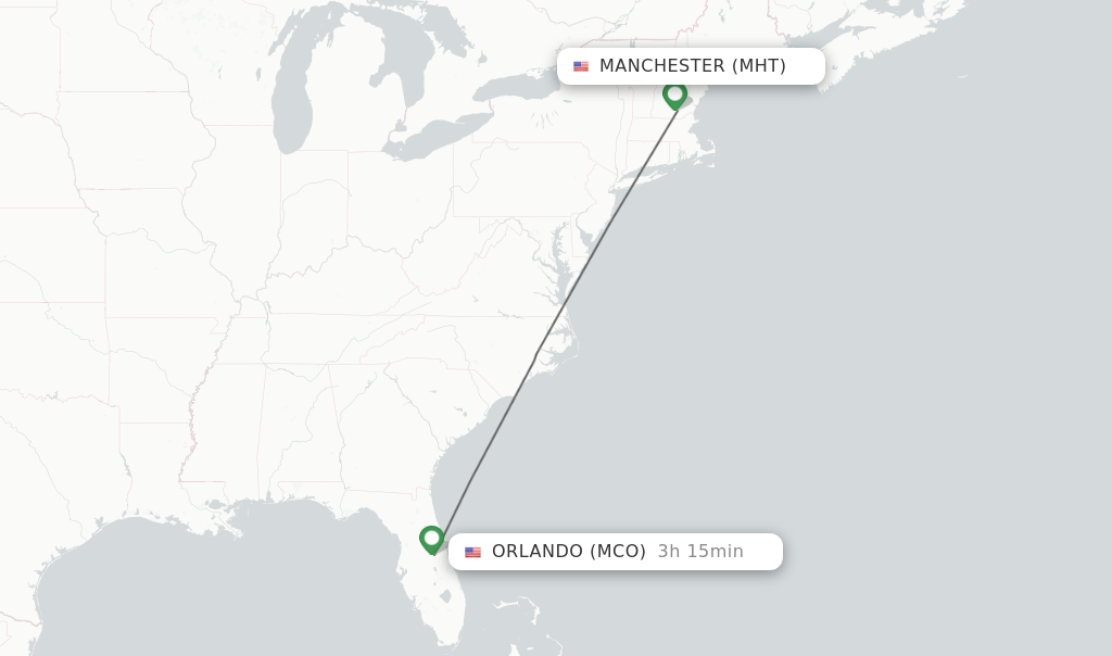 Direct (non-stop) flights from Manchester to Orlando - schedules - FlightsFrom.com