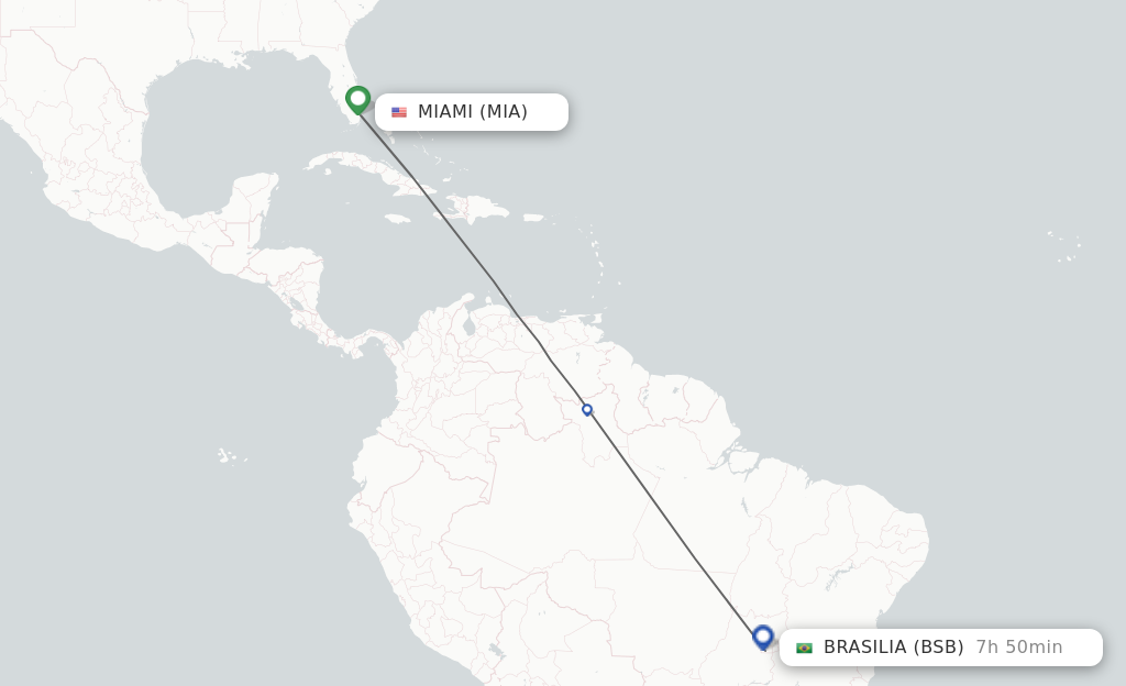 Direct non stop flights from Miami to Brasilia schedules