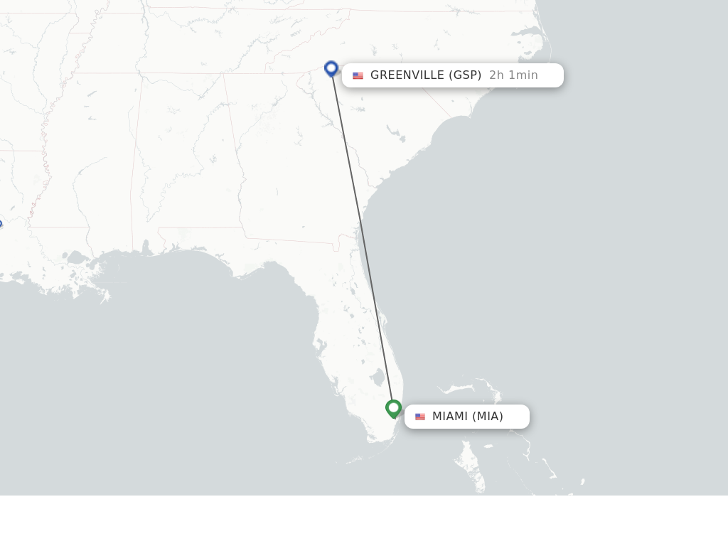 Direct non stop flights from Miami to Greenville schedules