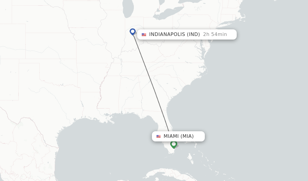 Direct non stop flights from Miami to Indianapolis schedules