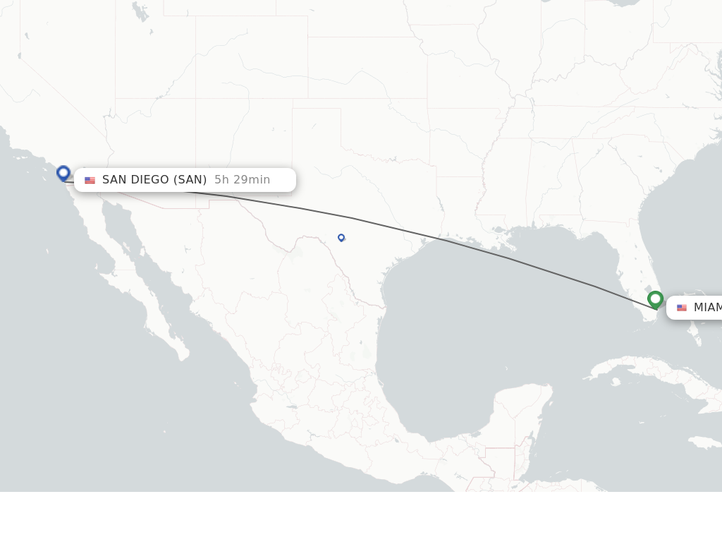 Direct (nonstop) flights from Miami to San Diego schedules