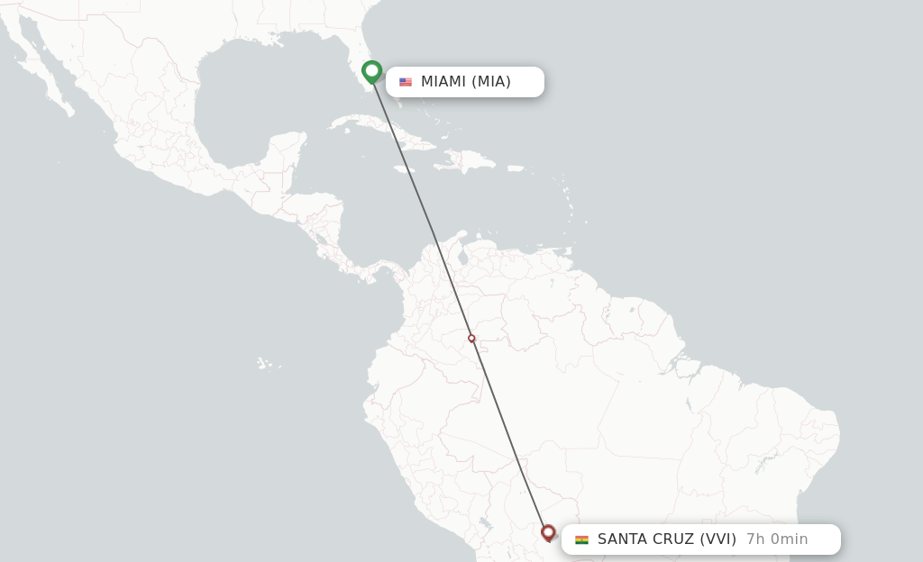 Direct non stop flights from Miami to Santa Cruz schedules