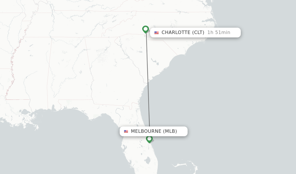 Direct (nonstop) flights from Melbourne to Charlotte schedules