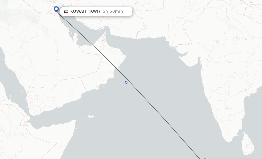 Direct non stop flights from Male to Kuwait schedules