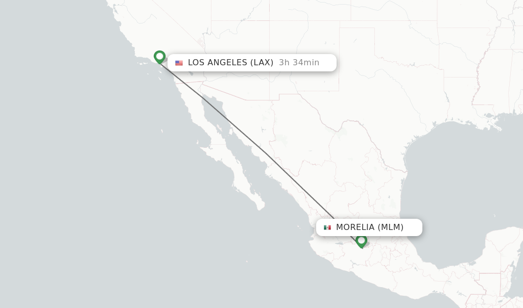 Direct (nonstop) flights from Morelia to Los Angeles schedules