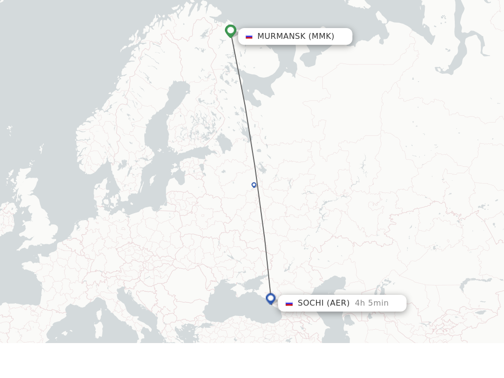 Direct non stop flights from Murmansk to Adler Sochi schedules