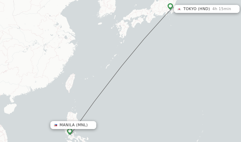 Direct non stop flights from Manila to Tokyo schedules