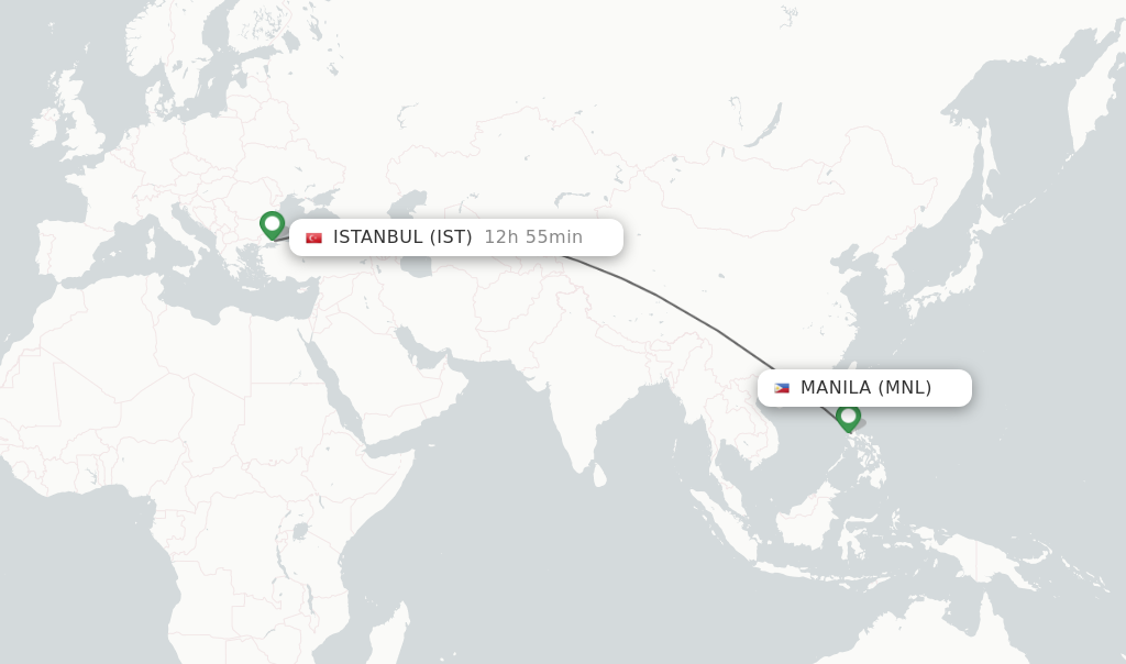 Direct non stop flights from Manila to Istanbul schedules