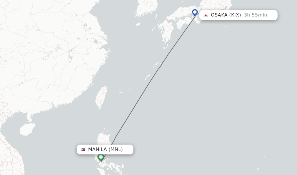 manila to osaka japan travel time