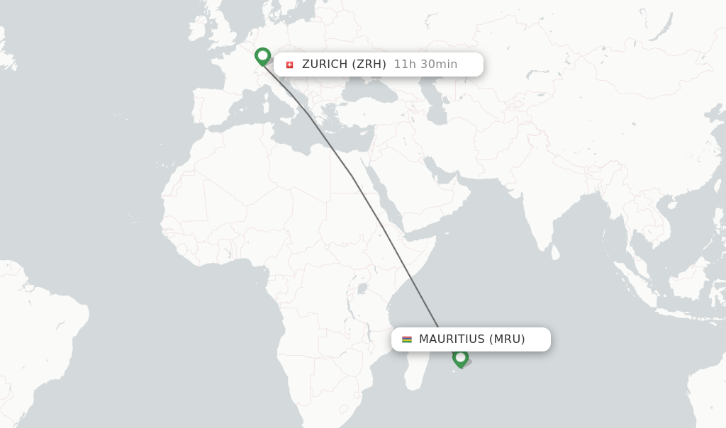 Direct non stop flights from Mauritius to Zurich schedules