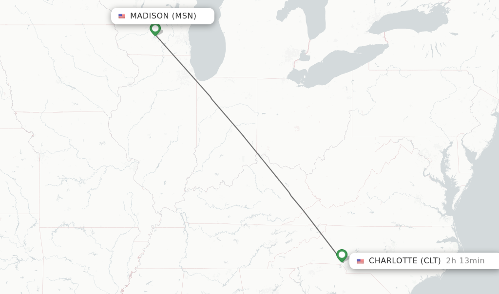 Direct non stop flights from Madison to Charlotte schedules