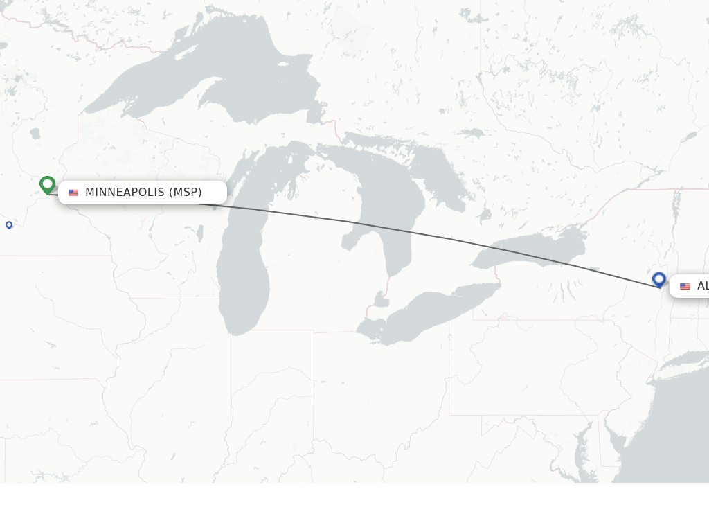 Direct non stop flights from Minneapolis to Albany schedules