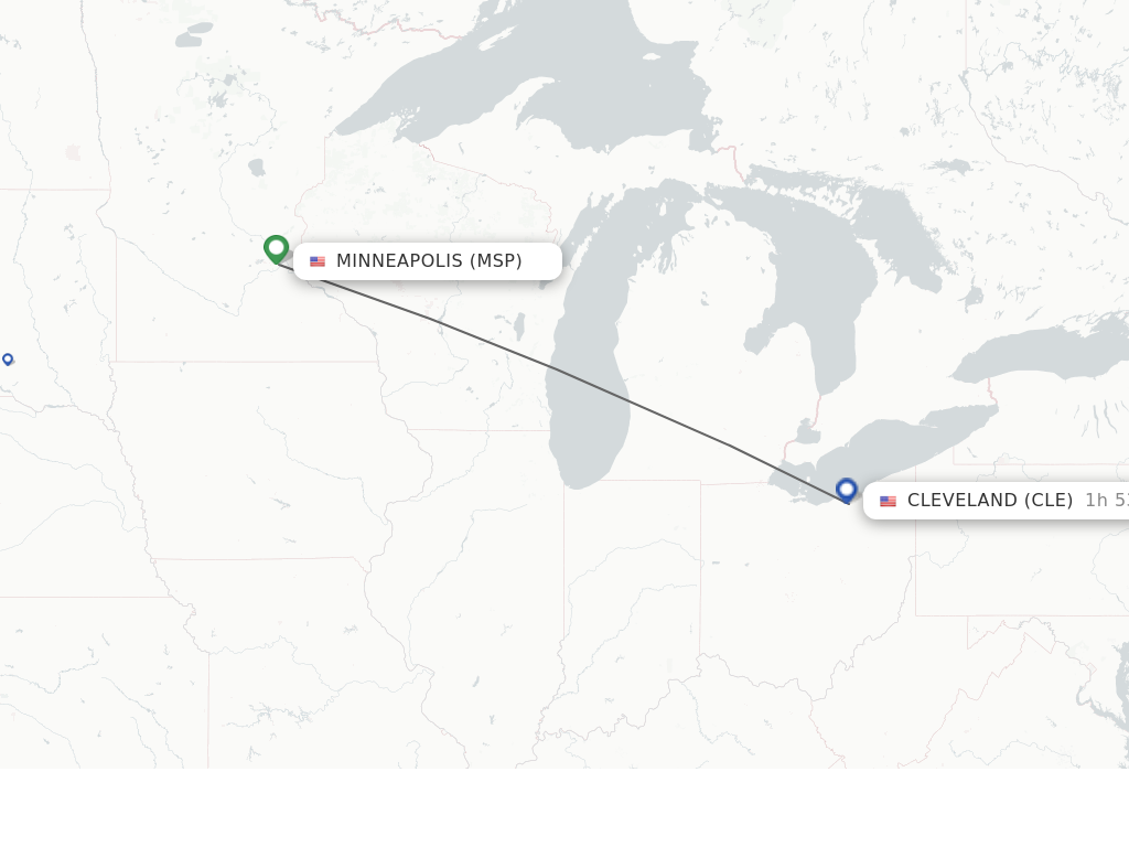 Direct non stop flights from Minneapolis to Cleveland