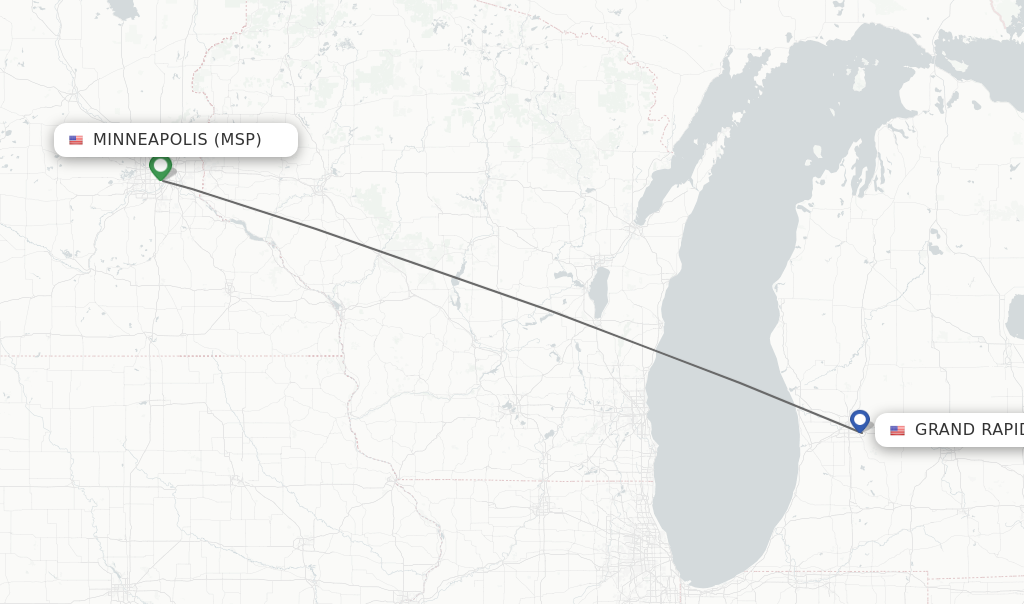 Direct non stop flights from Minneapolis to Grand Rapids