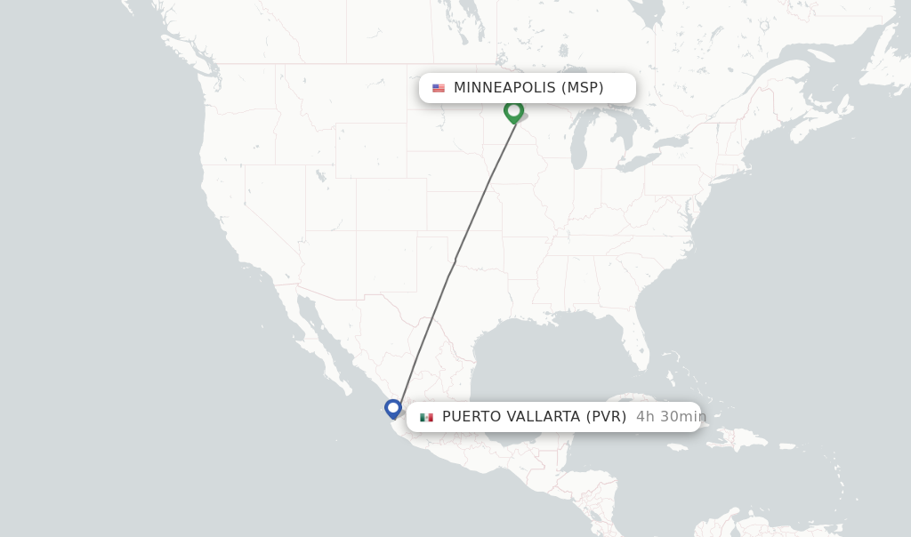 Direct (nonstop) flights from Minneapolis to Puerto Vallarta