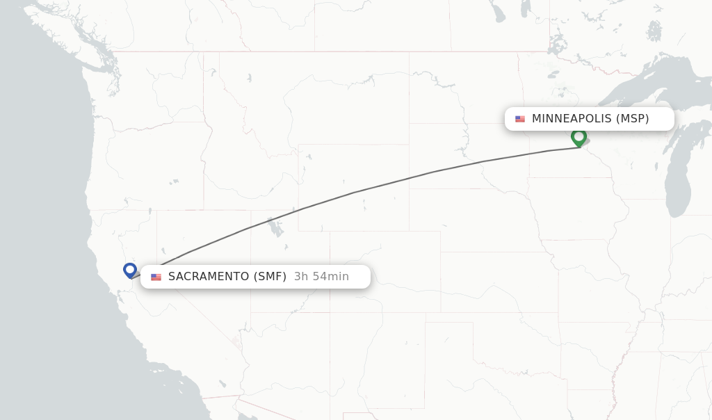 Direct non stop flights from Minneapolis to Sacramento